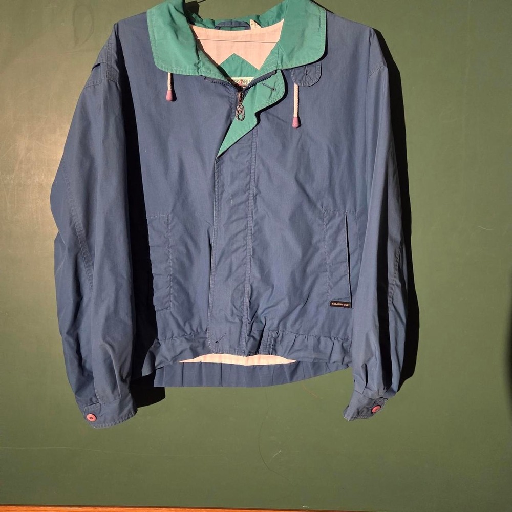 Members Only Vintage Blue Green Lightweight Retro Jacket Mens XL Size 42